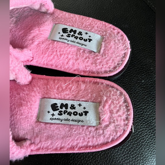 SOLD- Em and Sprout Pink Halloween Slippers - Picture 2 of 3